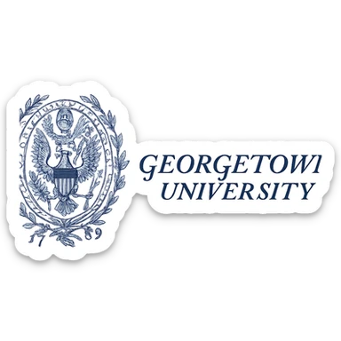 Georgetown University logo, official style, blue and gray color scheme, detailed crest, collegiate emblem sticker