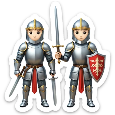 medieval knight 2 people with swords prepare for fight sticker