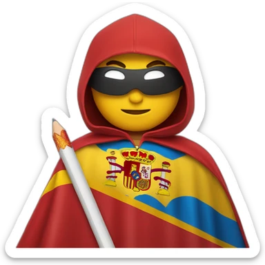 superhero pencil wearing a spain flag as a cape sticker