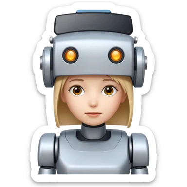 girl ai robot with name Caja Cusco on his head sticker