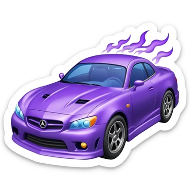 Purple car drifting with navy blue flames coming out of the rear tires. sticker