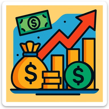 investment concept with upward arrow and money sticker