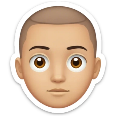 light mexican boy with brown eyes, round face, and a buzzcut hair sticker