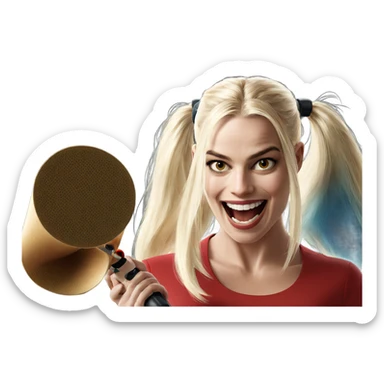smiling blonde with megaphone sticker