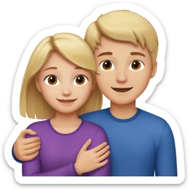 Amour à distance fille blonde et garçon châtain tous les deux clair de peau  sticker