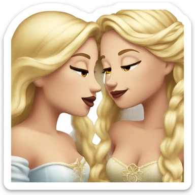 2 women princesses couple blonde deep kiss sticker