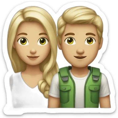 blonde girl with tan skin and green eyes and boy with brown hair and hazel eyes sticker