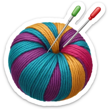 ball of wool with a knitting needle through it sticker