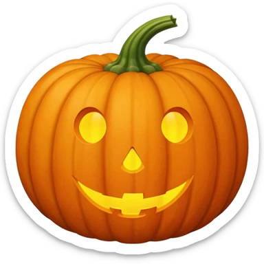 plain orange pumpkin vegetable, no face, no Halloween features, Apple iOS emoji style sticker