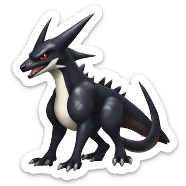 Black Cool Edgy Nargacuga-Garchomp-Houndoom-Sergal Fakémon with Edgy markings,  full body sticker