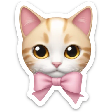 Light pink bow on cat sticker