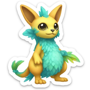 Cute cool colorful fantasy animal hybrid Fakemon full body sticker