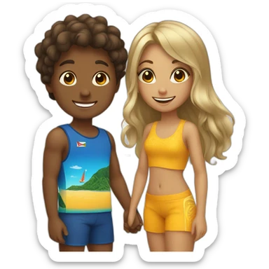 a girl and a boy in rio de janeiro sticker