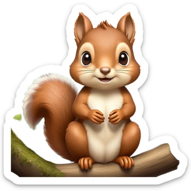 Cinematic Adorably Cute Squirrel Portrait Emoji, Perched with an alert, twinkling gaze and a playful tilt of its head, showcasing a small, nimble body with a bushy tail and delicate whiskers, Simplified yet irresistibly adorable features, highly detailed, glowing with a warm, sunlit glow, high shine, energetic and sprightly, stylized with an air of woodland whimsy, soft glowing outline, capturing the essence of a joyful squirrel that appears ready to scamper out of the screen with boundless charm! sticker