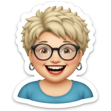 short fat lady with glasses ,crooked teeth and crazt hair sticker