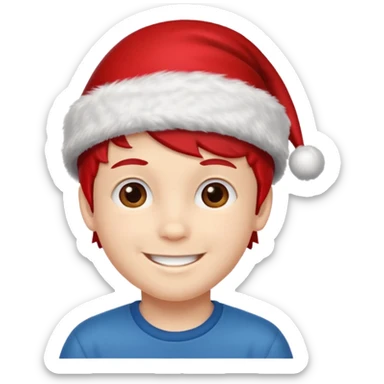 boy with red xmas hat sticker