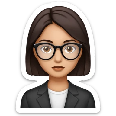Morena dos olhos castanhos escuros e cabelo médio castanho escuro partido de lado com óculos  sticker