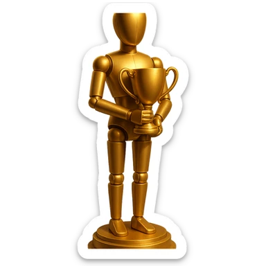 golden trophy, cinematic mannequin style sticker