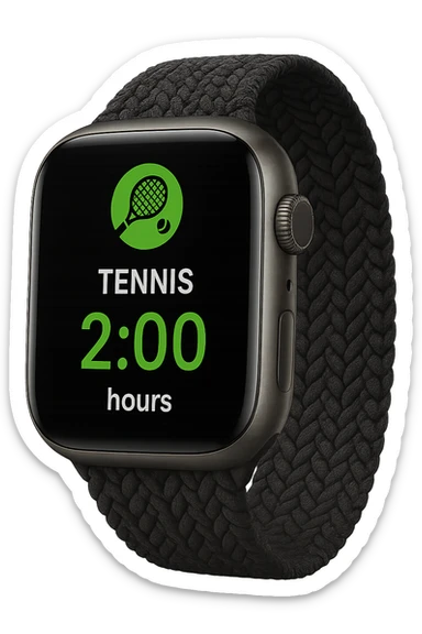 smartwatch con modalità attiva di tennis che segna 2 ore di tennis, REALISTICA 4K sticker