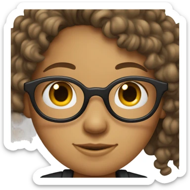 A girl with curly hair, light tan skin, dimples and glasses. sticker
