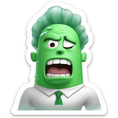 bad breath Captain underpants pointy head green smoke coming out of mouth vomit breath sticker