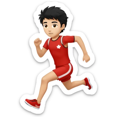 Lifeguard Teenager with Black messy hair running to save lives sticker