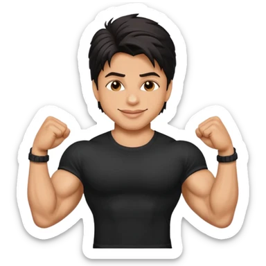 ipretty bratz emoji of shah rukh khan wearing a black tee, muscular sticker