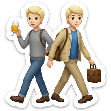 Someone helping otherone drunk friend walk home sticker