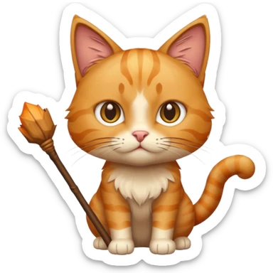 Elinde sopa tutan kedi sticker