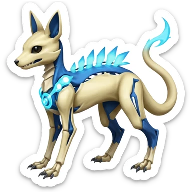 Skeletal-Manectric-Electrike-Lucio-Cubone-Umbreon-Marowak-Draco-Fakémon-hybrid-creature (full body), 4 legs sticker