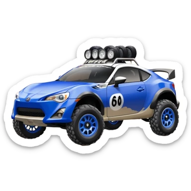 2013 scion fr-s ultramarine off road 4wd monster Baja dessert racer number 86 with large fancy silver wheels  sticker