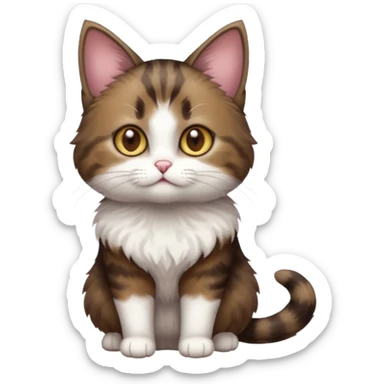 full body small short hair dark brown and white cat with hazel eyes sticker