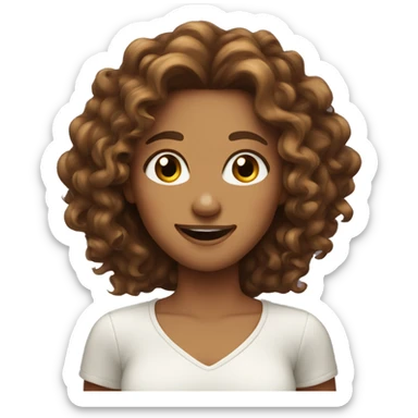 A girlwith long brownish curly  hair winking  sticker