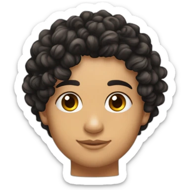 Beau jeune brun cheveux noir bouclé coupe dégradé avec un tatouage de tortue sticker