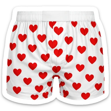Red heart patterned white pair of boxers sticker