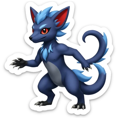 Exotic colorful cool handsome elemental exotic Zorua-Absol-Salandit-fusion (full body) sticker