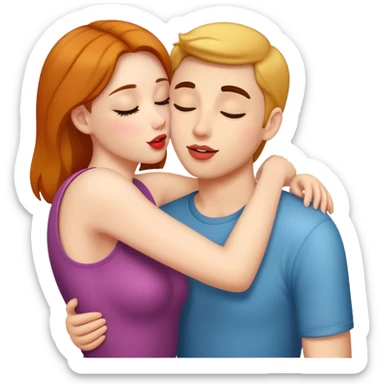 a girlfriend sending a kiss and hug to her boyfriend sticker