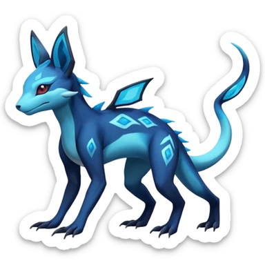 Colorful Dark Shiny Exotic Salandit-Aurorus-Glaceon-Fakémon-hybrid-creature (full body)  sticker