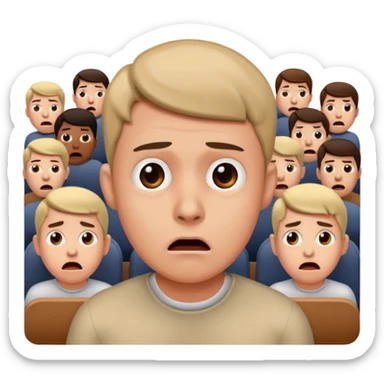 a FRONT PERSON FEELING FEAR, with the audience BEHIND HIM sticker