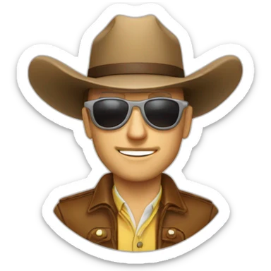 cowboy white man rounded sunglasses reverend sticker