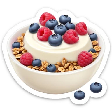 yogurt bowl with raspberries, blueberries and granola  sticker