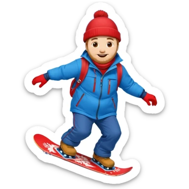 big round super harry guy snowbording down mountain haryyer sticker