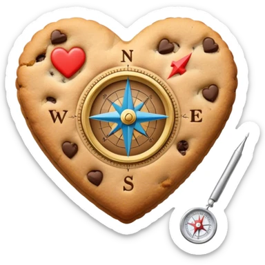 cookie heart with compass sticker