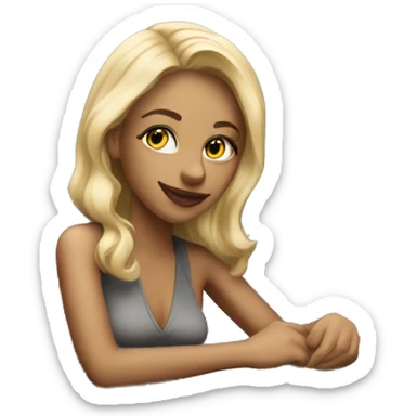 A women with blonde hair near a poker table saying “well Jordan?” sticker