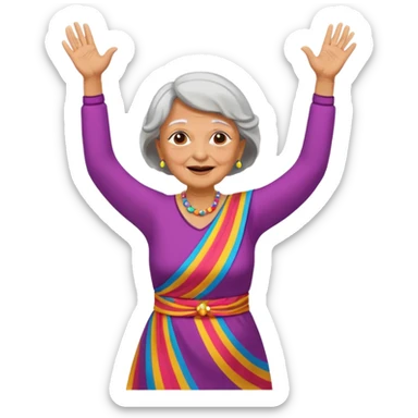 Old lady hands up raise the roof dancing  sticker