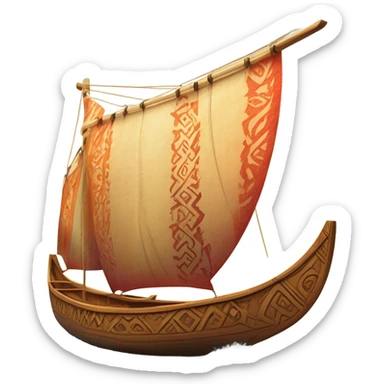 traditional Polynesian double-hulled outrigger canoe called a wa'a kaulua sticker