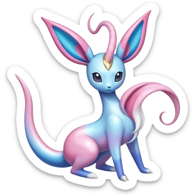 Colorful Shiny Exotic Cresselia-Sylveon-Suicune-Fakémon-hybrid-creature (full body)  sticker