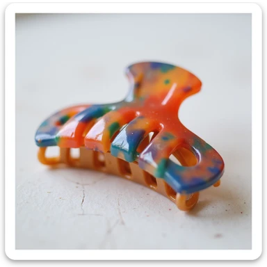 realistic hairclip, plastic, colorful, photorealistic style sticker