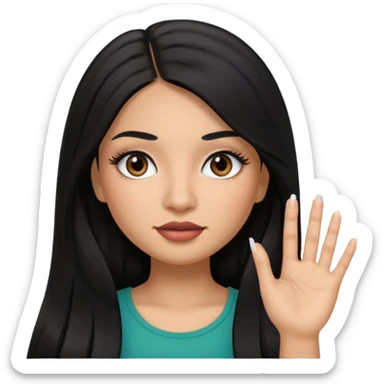 latina girl with straight long hair thats black memoji with nail no lipstick thats a baddie with lashes sticker