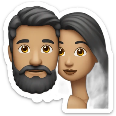 White-man-with-a-smooth-black-hair-cut-fade-and-a-black-beard-kissing-a-white-woman-with-long-brown-waved-hair sticker
